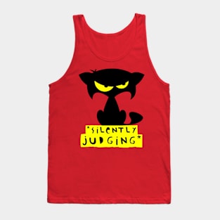 Funny black cat T-shirt – Silently judging (Mozart) – red Tank Top